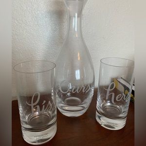 Kate Spade decanter and matching glasses
